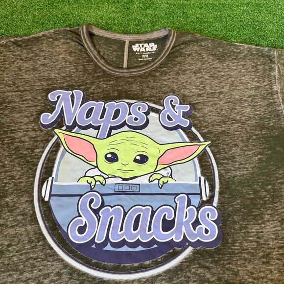 Star Wars Baby Yoda Naps Snacks Short Sleeve Loungewear Pajama Sleepwear Top XL - Picture 7 of 15